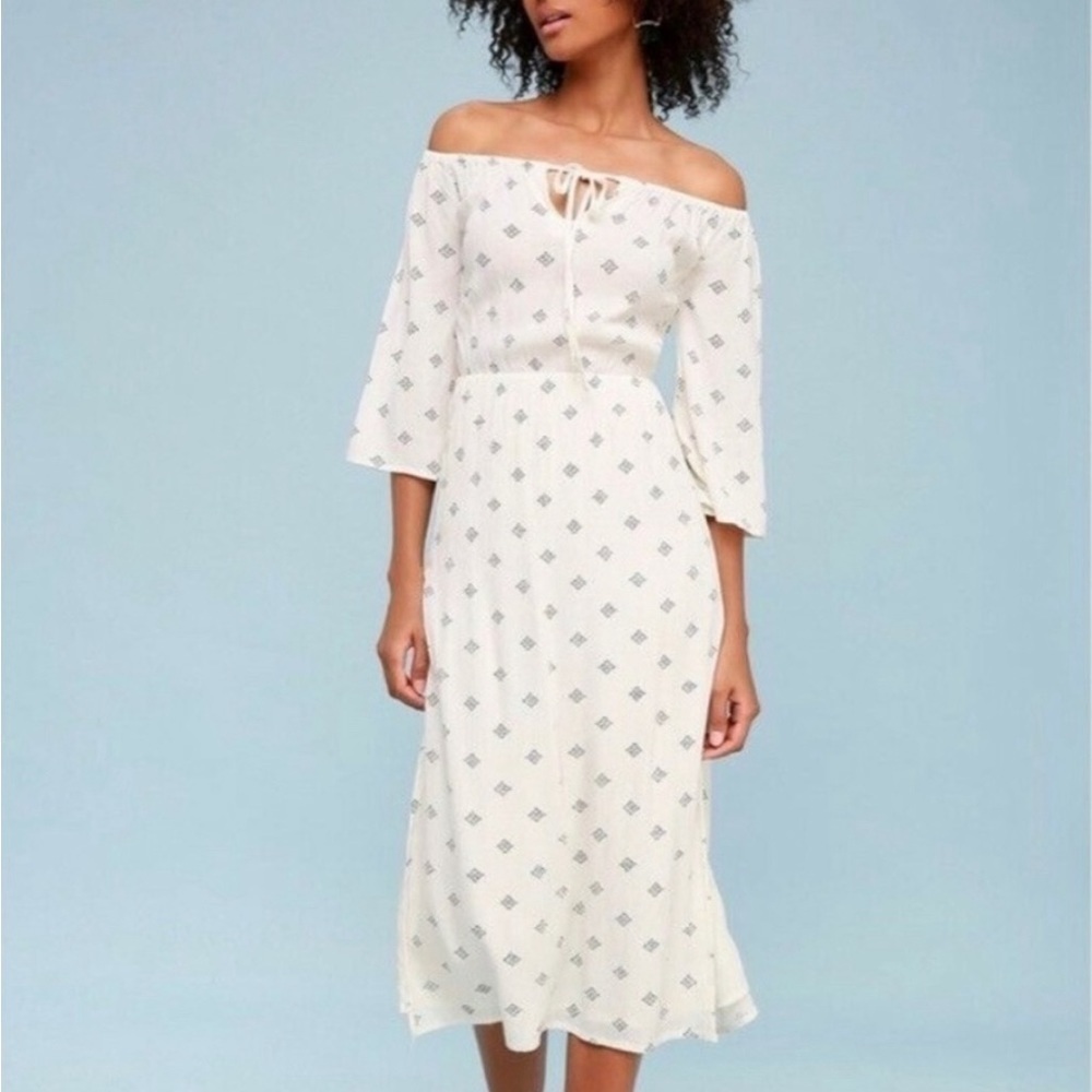 AMUSE SOCIETY Cruz Ivory Print Flowy Midi Dress